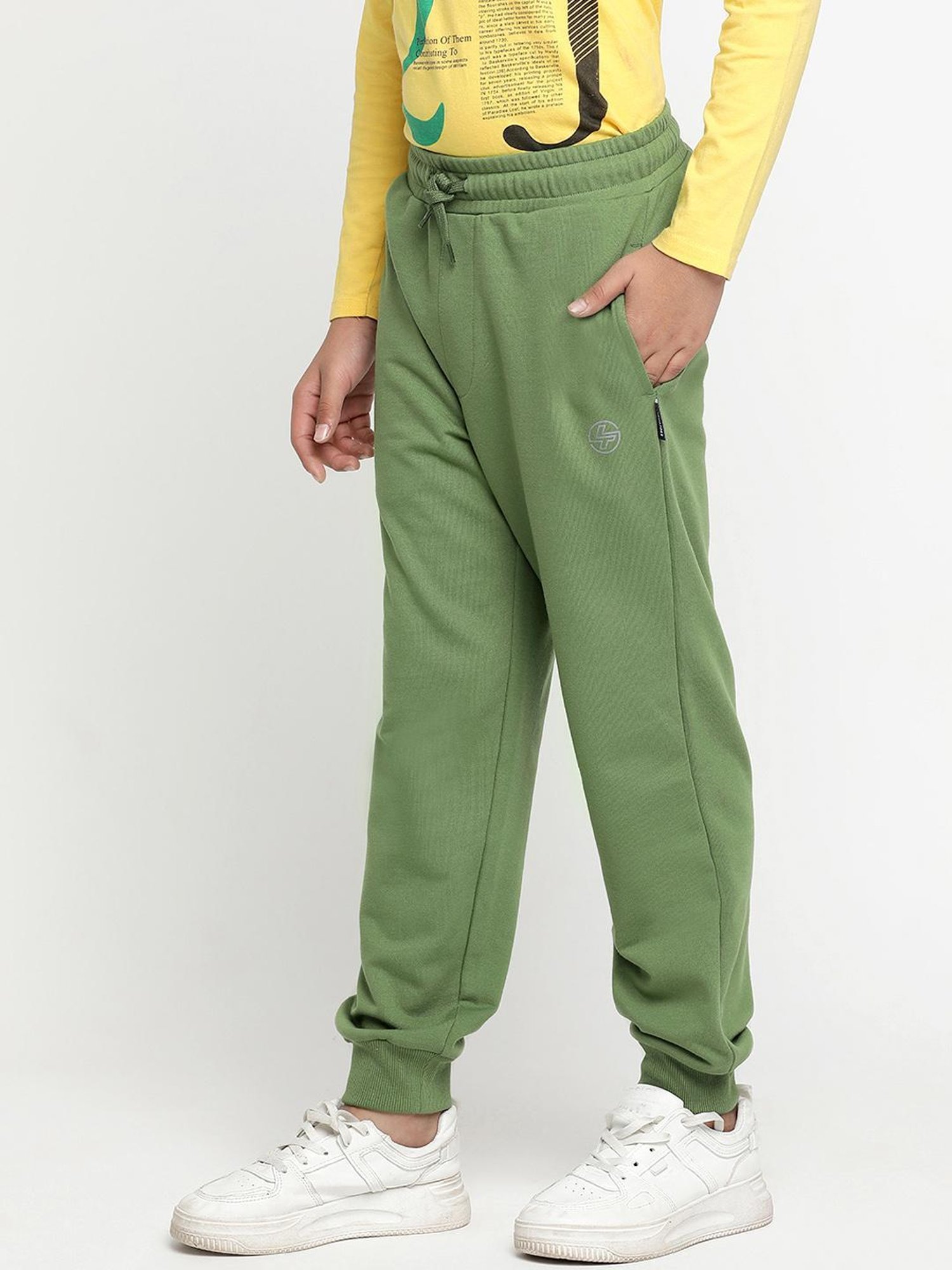 Lil Tomatoes Boys Olive Solid Trackpants