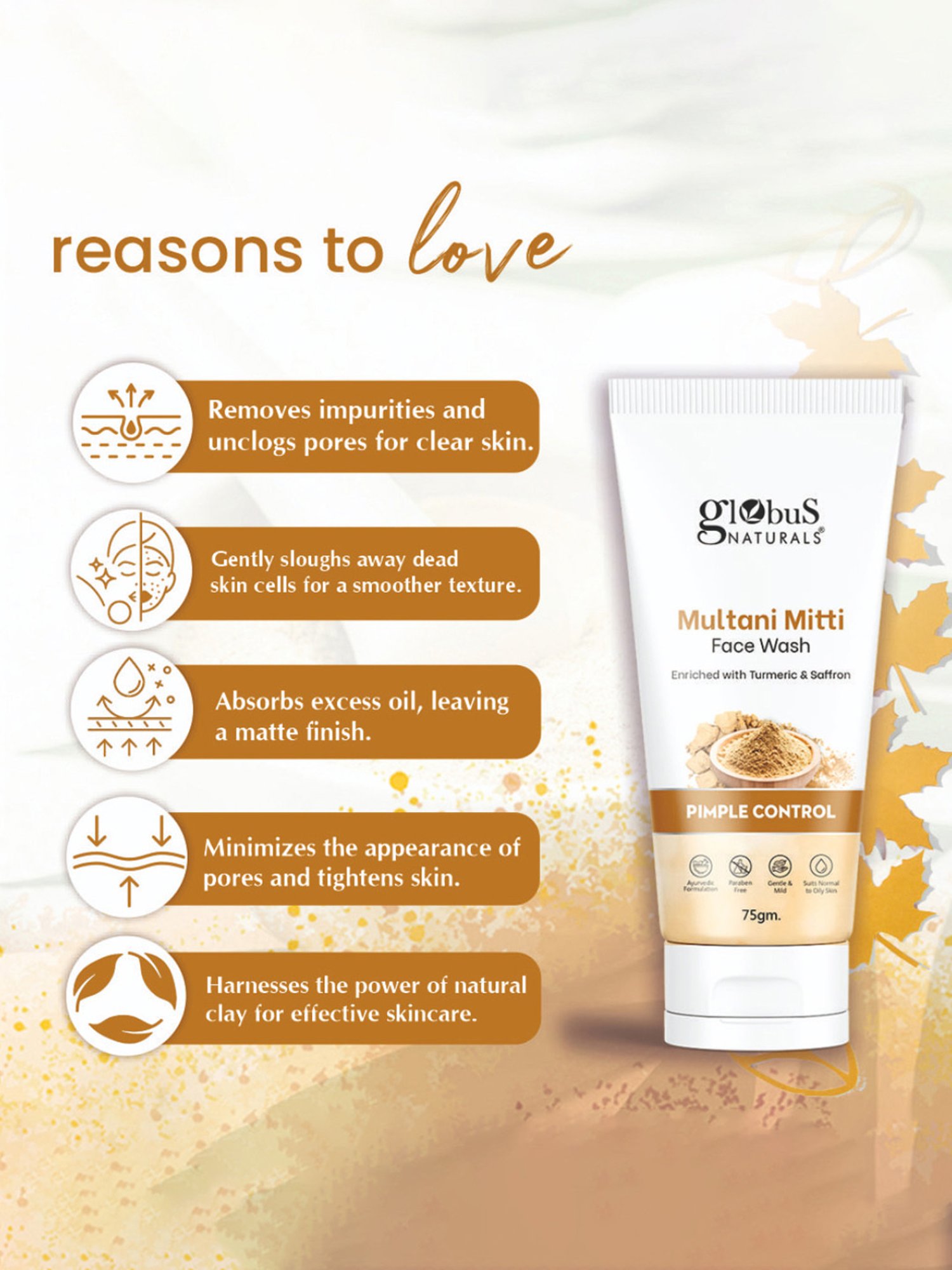 Globus Naturals Multani Mitti Face Wash - 75 gm