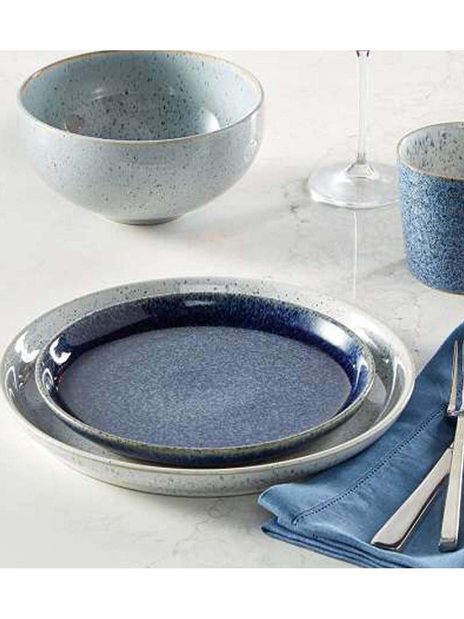 DENBY Studio Blue Stoneware Cobalt Coupe Dinner Plate (26 cm) - Set of 1