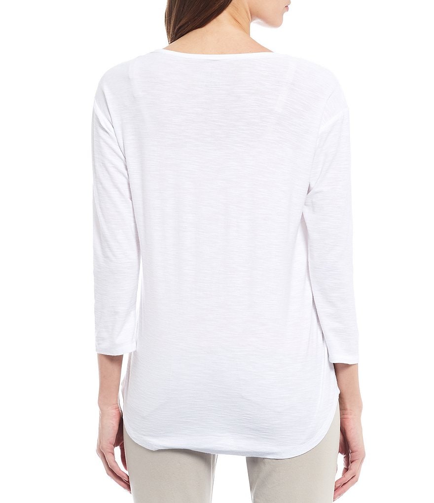 Westbound 3/4 Sleeve Seam Solid Cotton Blend Tee