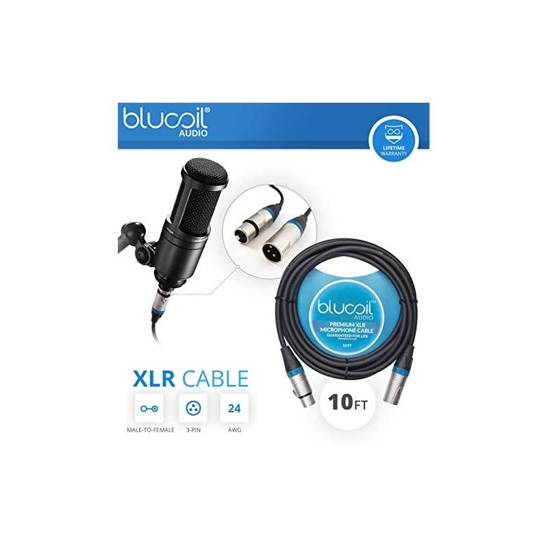 MXL 990 Cardioid Condenser Microphone for Podcasts, Voiceovers, Vocal and Acoustic Instrument Recording Bundle with  10-FT Balanced XLR Cable, and Pop Filter Windscreen