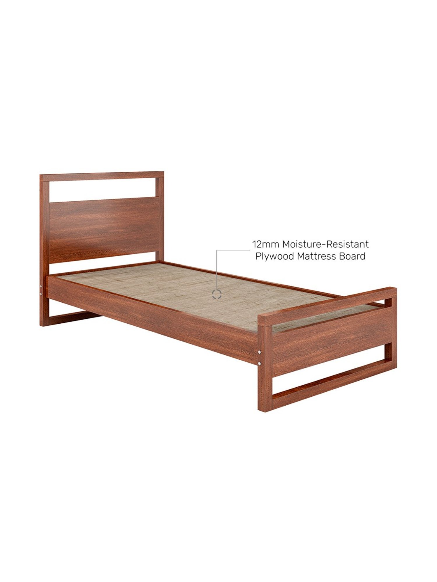 Pure Turner Solid Wood Single Bed in Dark Oak Finish