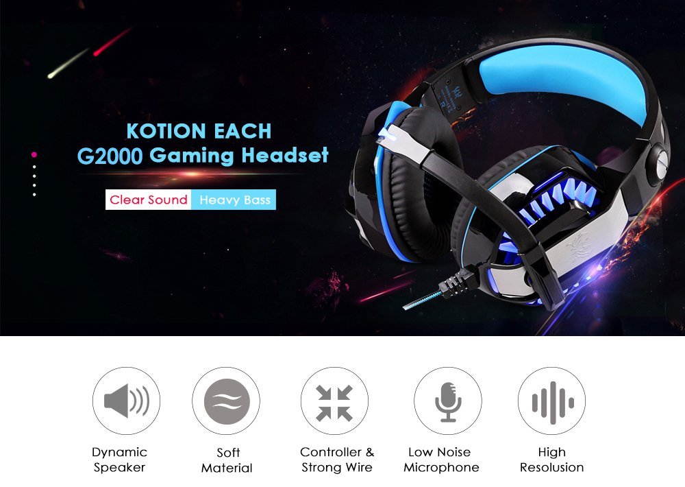 KOTION EACH Gaming Headset for PlayStation 4 PS4 Tablet PC iPhone 6/6s/6 plus/5s/5c/5, 3.5mm Headphone with Microphone LED Light (Black&Red)