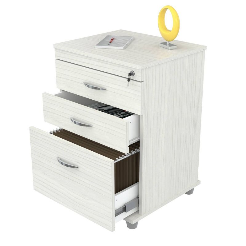 3 Drawer Locking File Cabinet Washed Oak - Inval