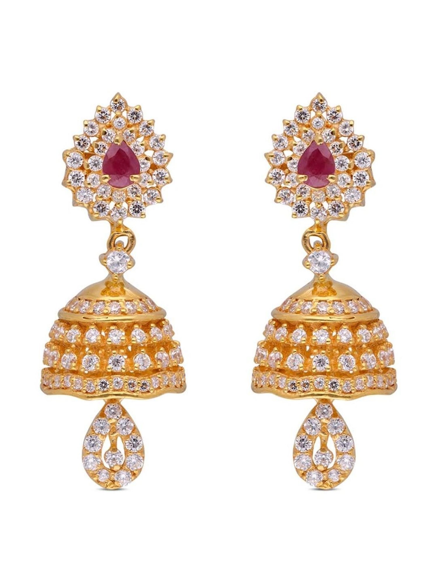 CKC Radiant Charm: Gold Jumka with Zircon and Ruby Stones