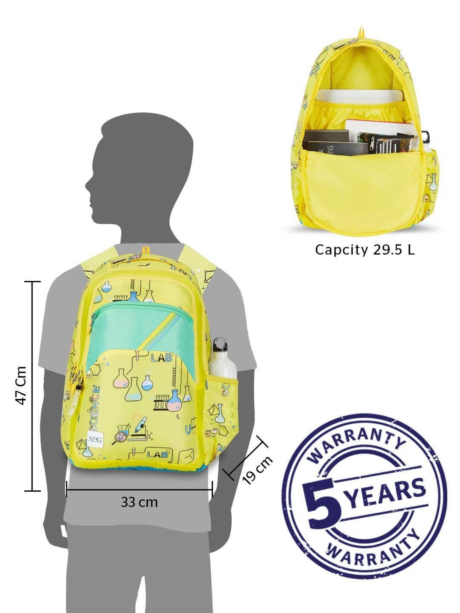 Wiki 29.5 Ltrs Yellow Medium Backpack