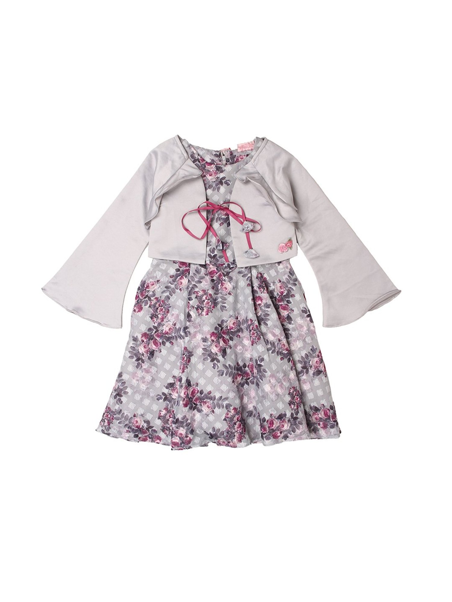 Mothercare Kids Grey Floral Print Full Sleeves Dress