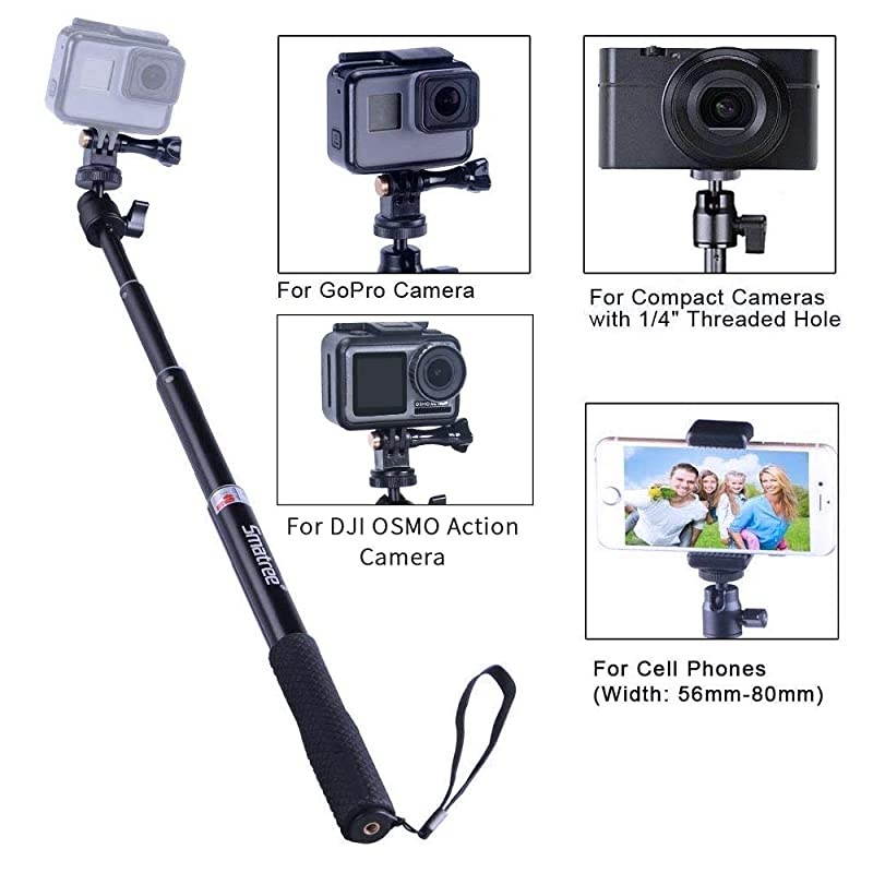 Q3 Telescoping Selfie Stick with Tripod Stand Compatible for GoPro Hero Fusion9876543+3SessionGOPRO Hero 2018DJI OSMO Action CameraSJCAMAKASOXiaomi Yi and Cell Phone