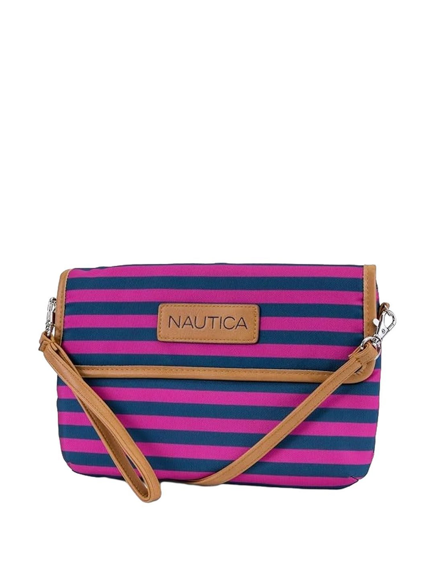 Nautica Fushia Striped Medium Sling Handbag
