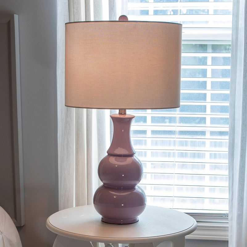 15" x 14" Harper Ceramic Table Lamp Purple (Includes CFL Light Bulb) - Decor Therapy