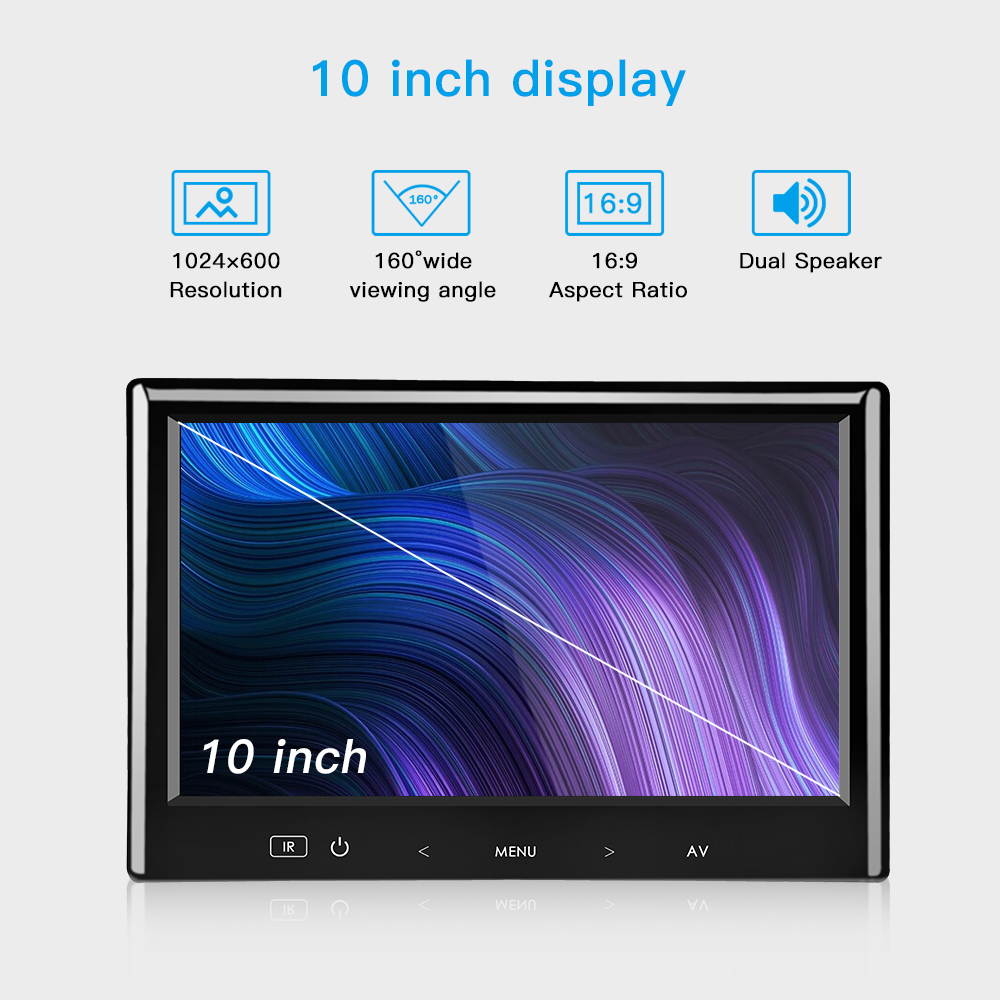 10''LCD Monitor 140&deg;for Car Office Home Security HDMI VGA with Remote Control