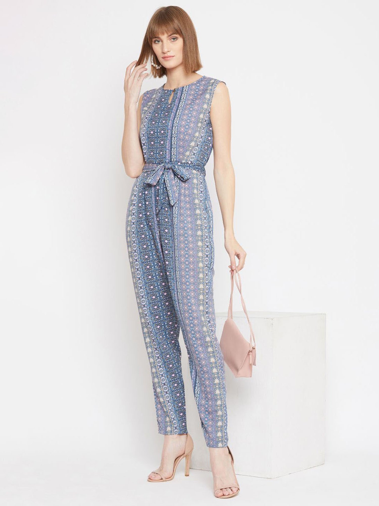 Uptownie Lite Women's Crepe Printed Keyhole Maxi Jumpsuit