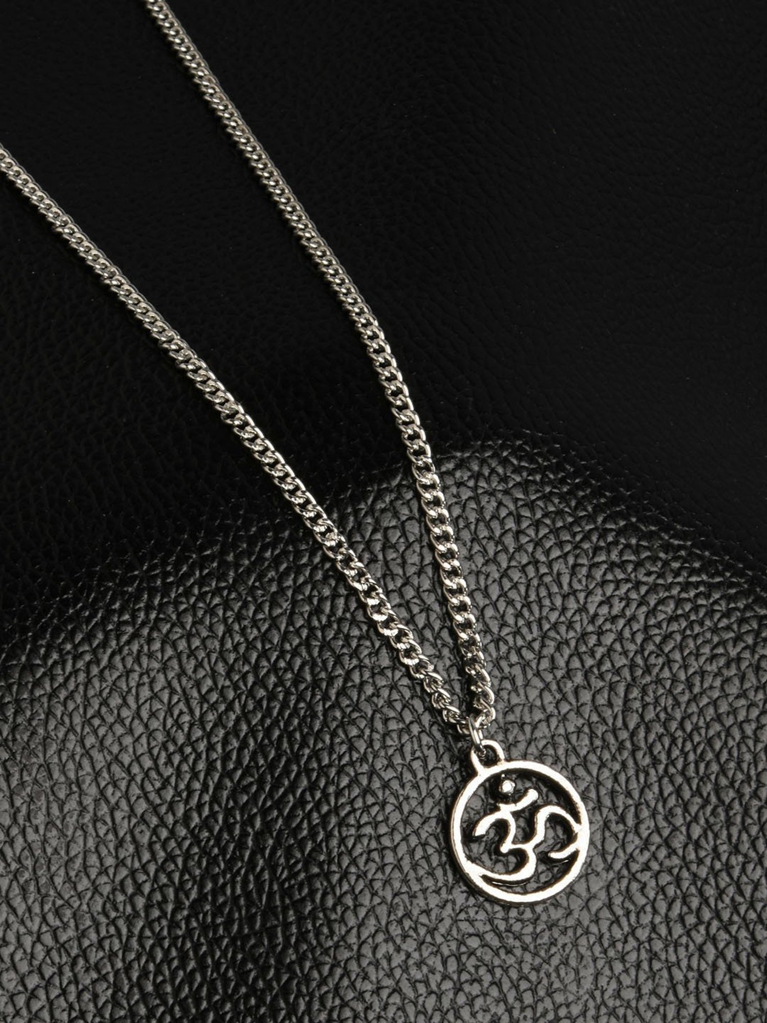 The Bro Code Silver-Plated OM Charm Pendant Necklace For Men