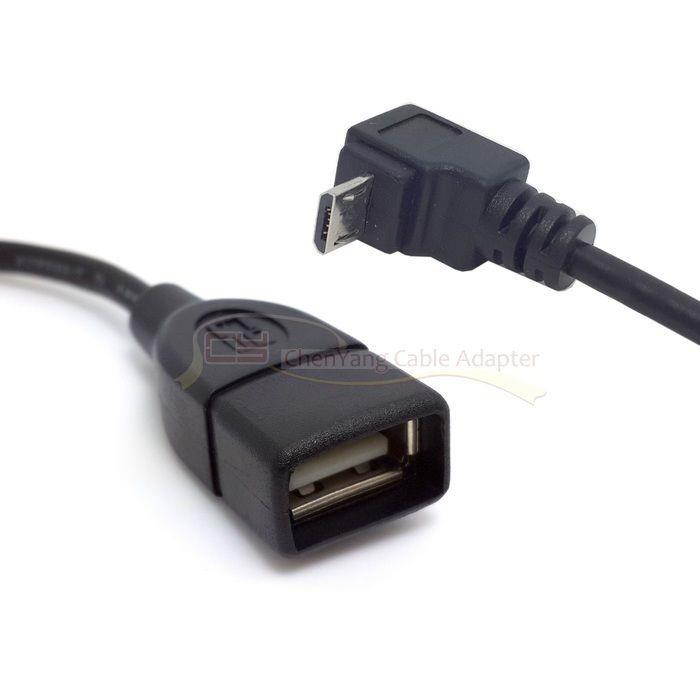 90 Degree Up Angled Micro USB Male to USB 2.0 Female Host OTG Cable for Phone Keyboard Mouse 10cm