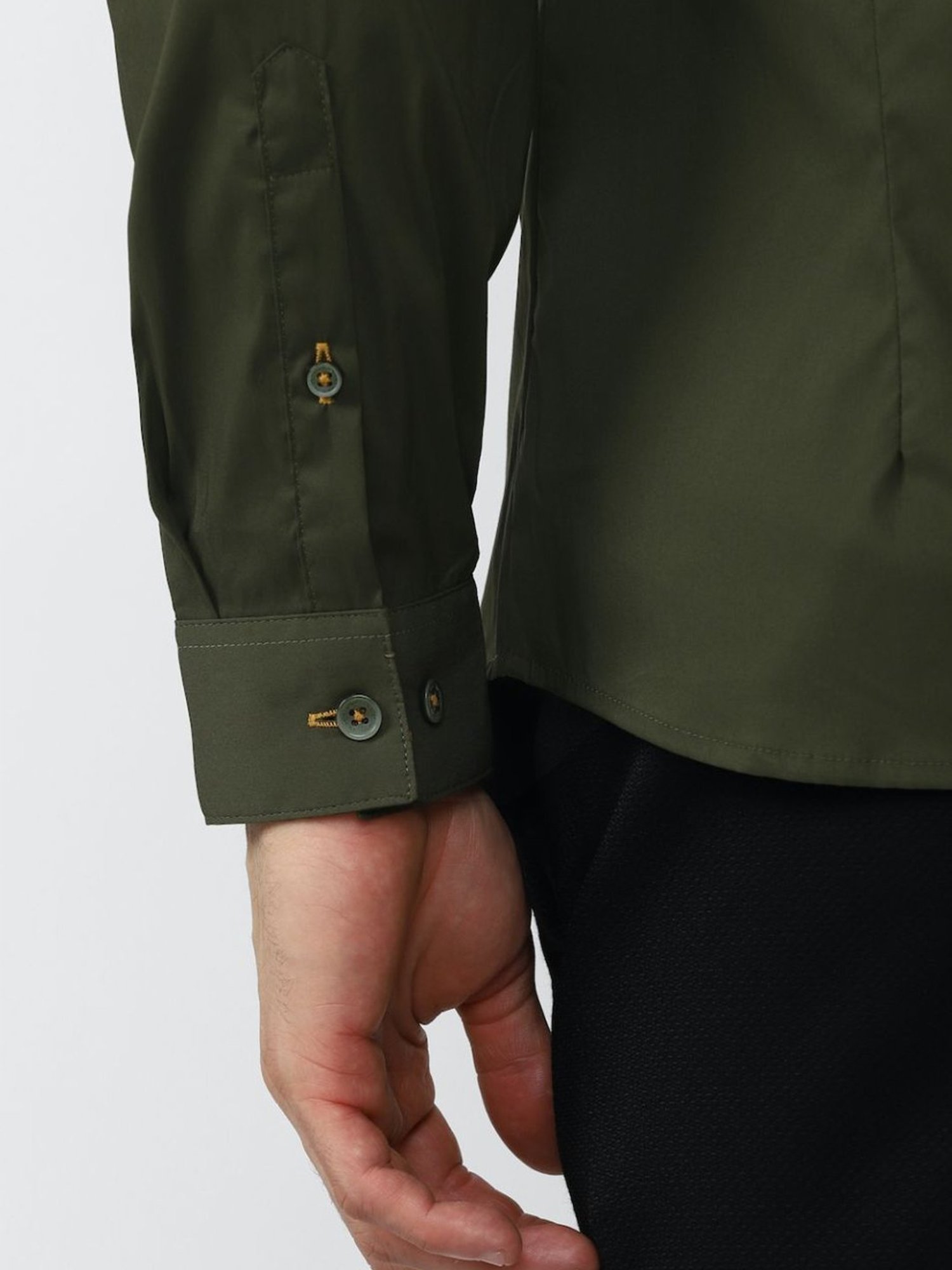 V Dot Green Cotton Skinny Fit Shirt