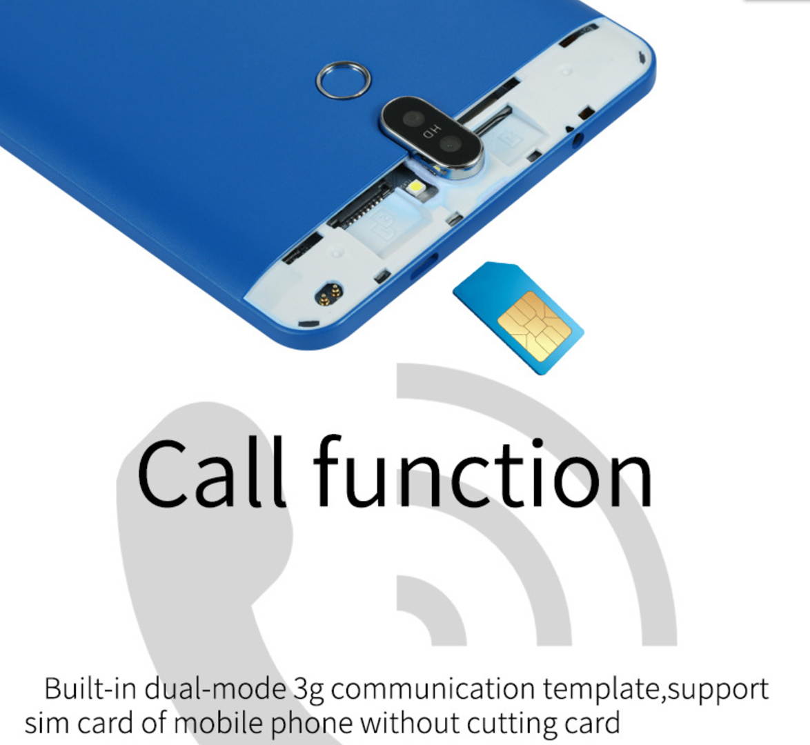 7" Quad Core 3G Phablet, Android Phone Tablet, Android 6.0, 1024 x 600 IPS Screen, Dual Camera, Unlocked GSM w/Dual Sim Card Slot, 2G/3G Phablet 4GB Storage