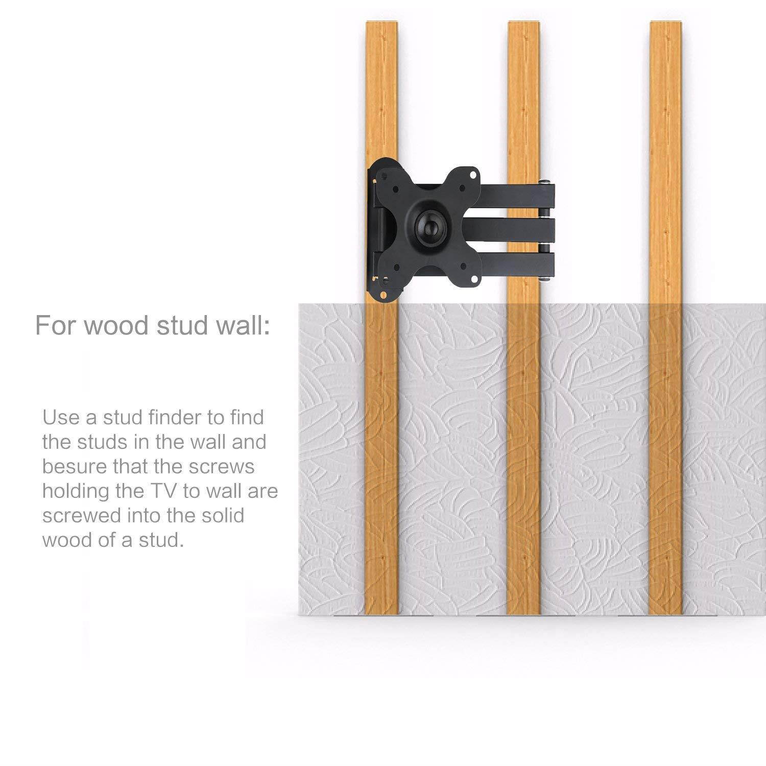 WALI TV Wall Mount Articulating LCD Monitor Full Motion 14" Extension Arm Tilt Swivel for Most 13" 15" 17" 19" 20" 22" 23" 24" 26" 27" 30" LED TV Flat Panel Screen with VESA 100x100,75x75 1330LM