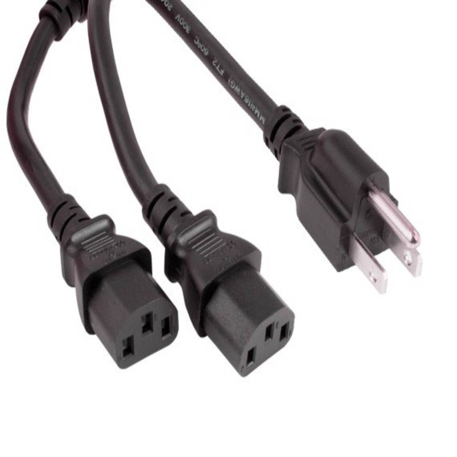 SANOXY Cables and Adapters; 3ft 18 AWG Universal Power Cord Splitter Cable (NEMA 5-15P to IEC320 C13 x 2), Black