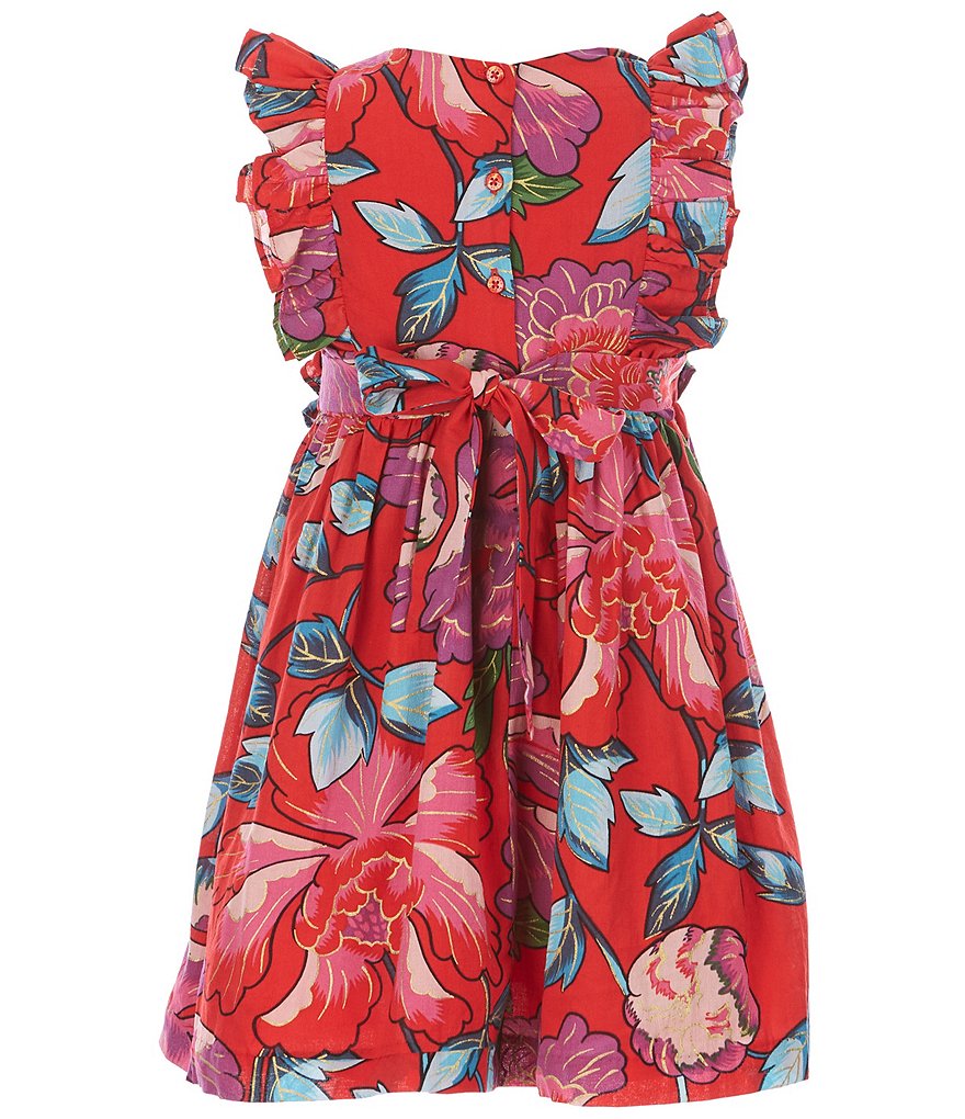 Pippa & Julie Little Girls 2T-6X Flutter-Sleeve Large Floral Fit-And-Flare Dress