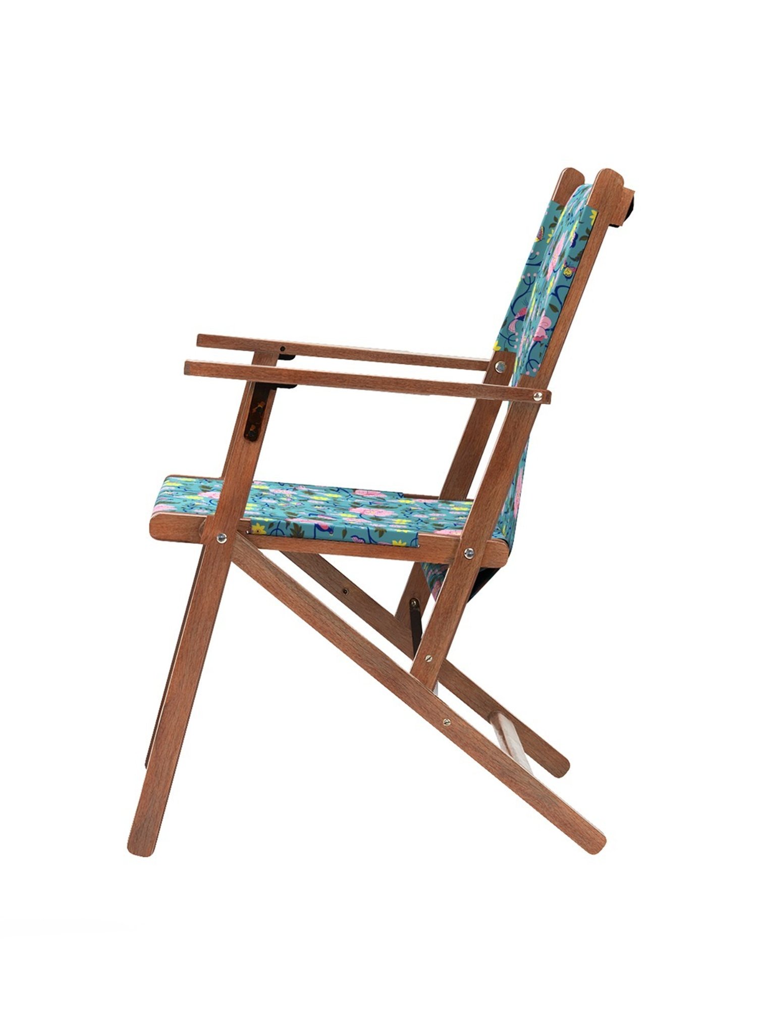 Chumbak Bistro Spring Bloom Floral Black Wood Folding Chair