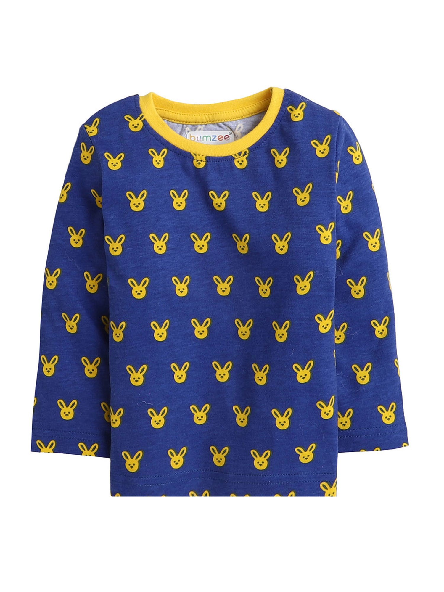 Bumzee Kids Navy & Yellow Printed Full Sleeves T-Shirts (Pack Of 2)
