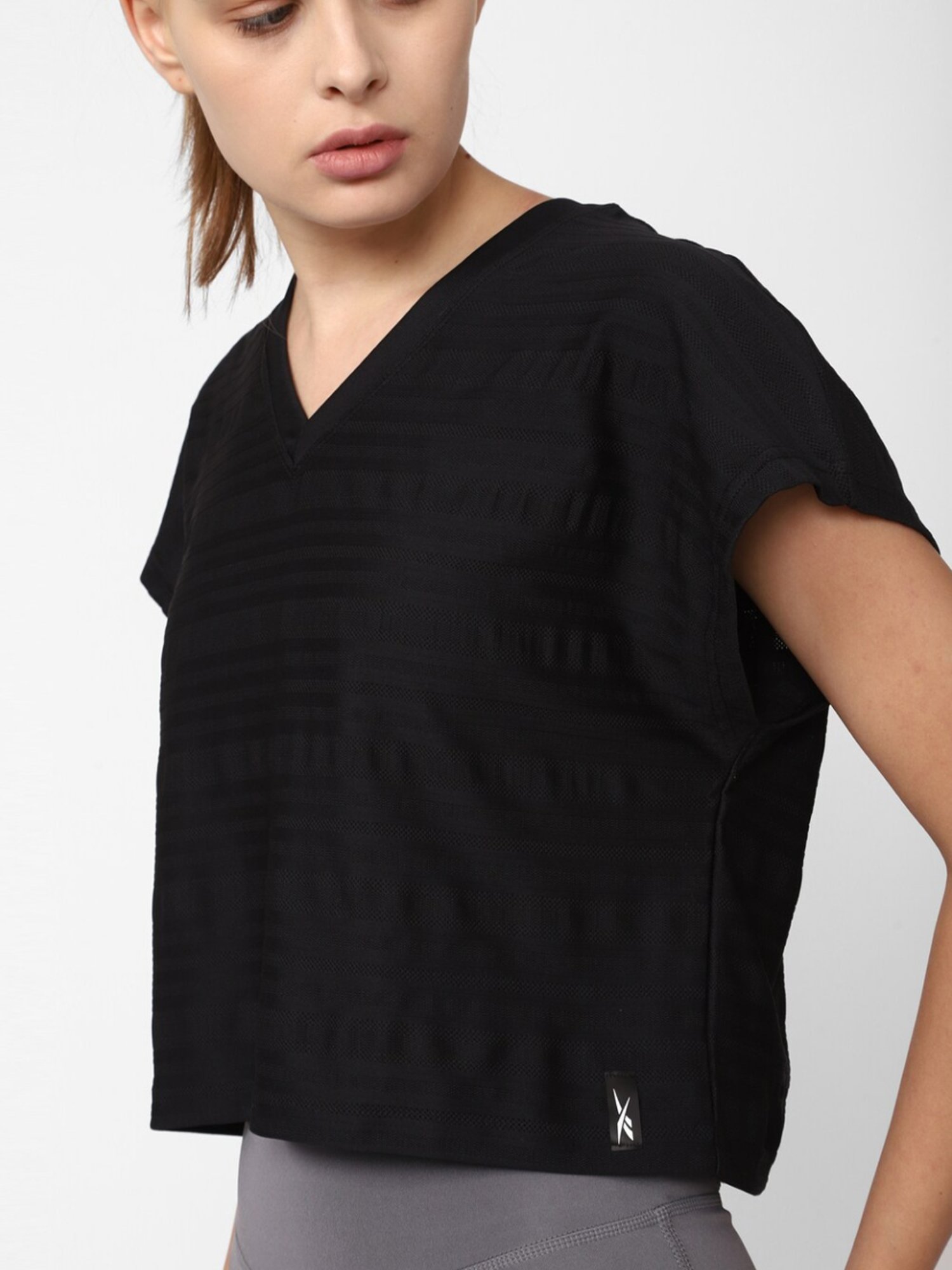 Reebok Black Self Pattern T-Shirt