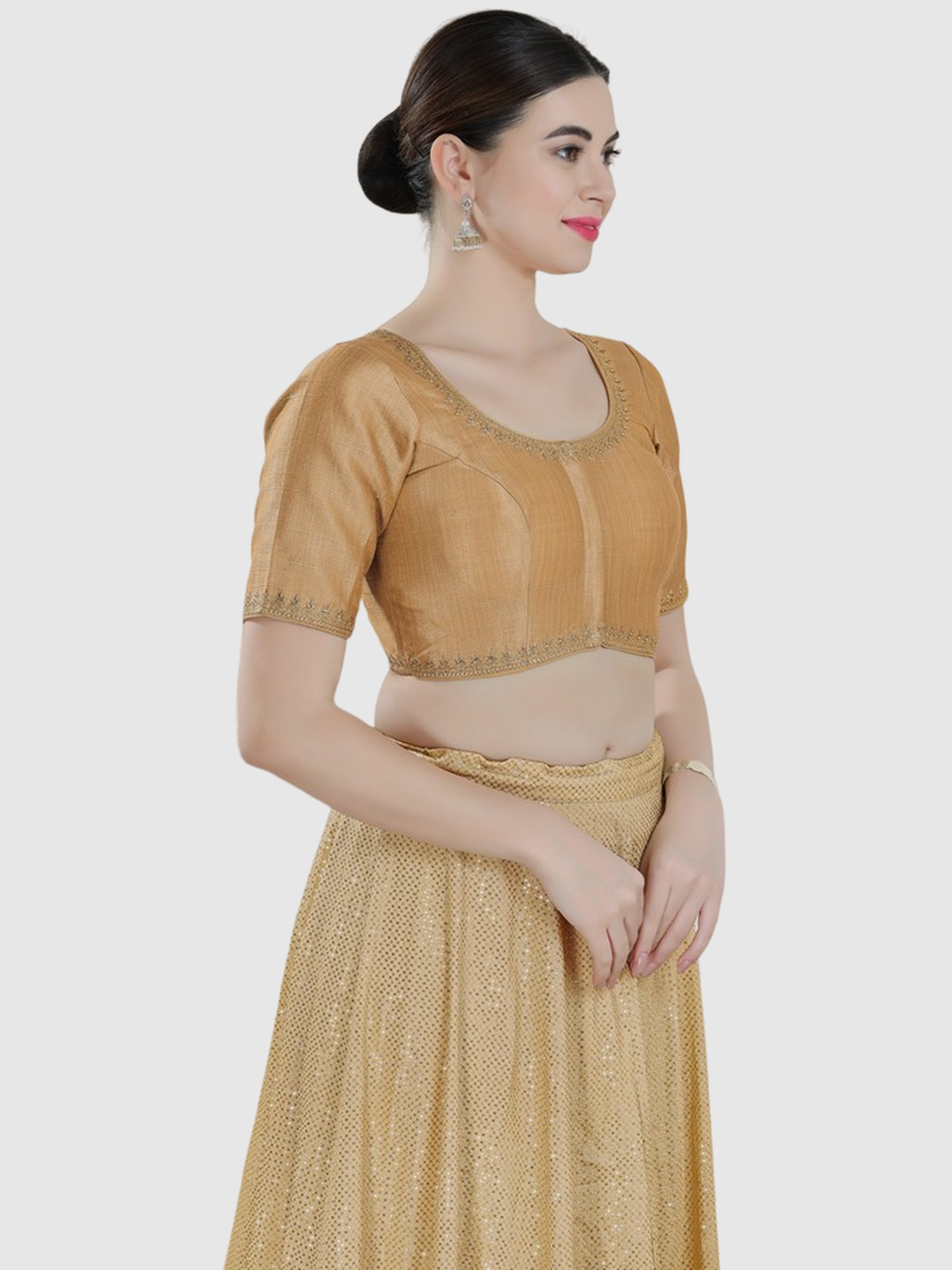 Salwar Studio Beige Embroidered Blouse