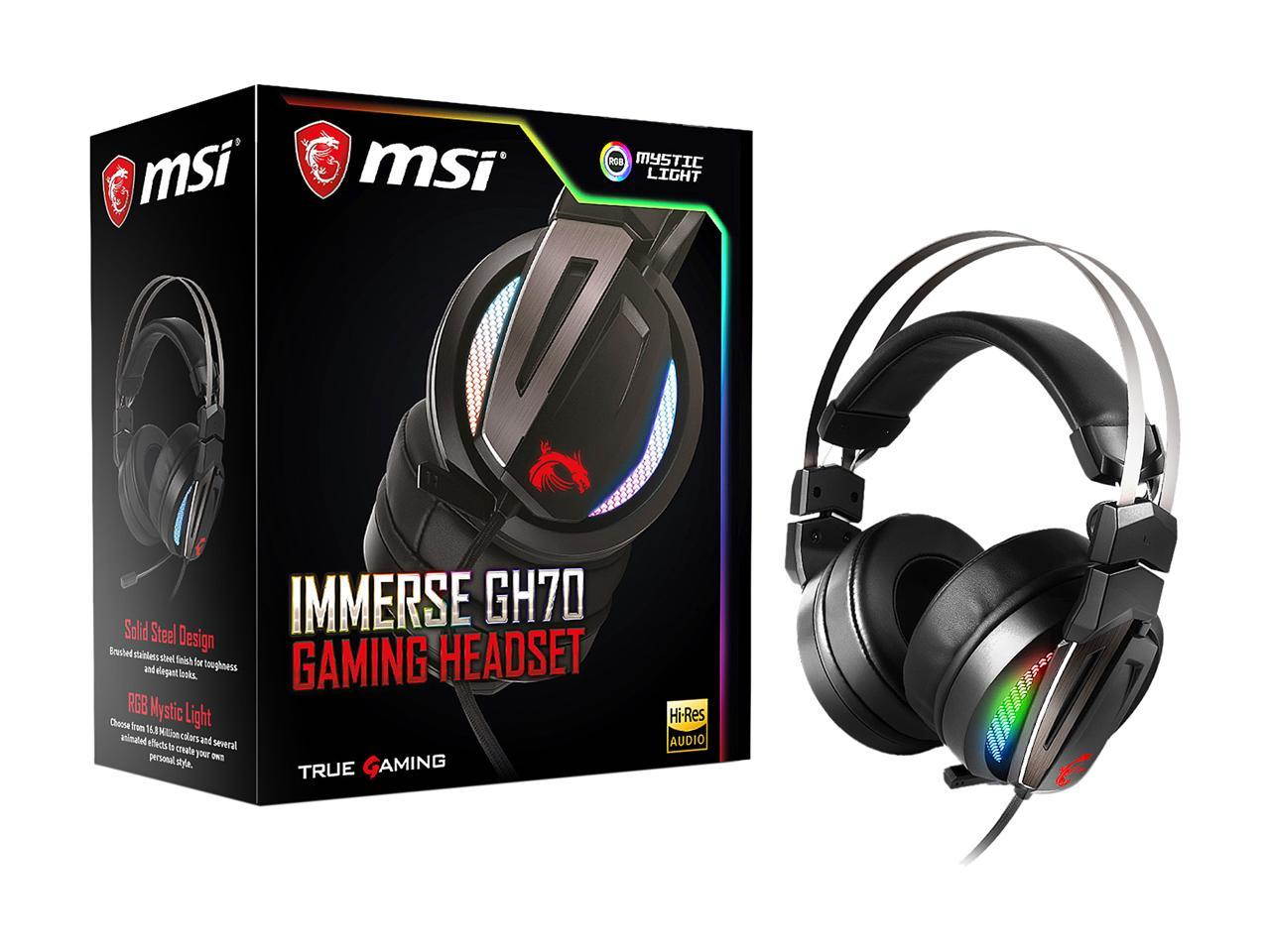 MSI GH70 Gaming RGB Stainless Steel 7.1 Surround Sound Audio Controller Headset