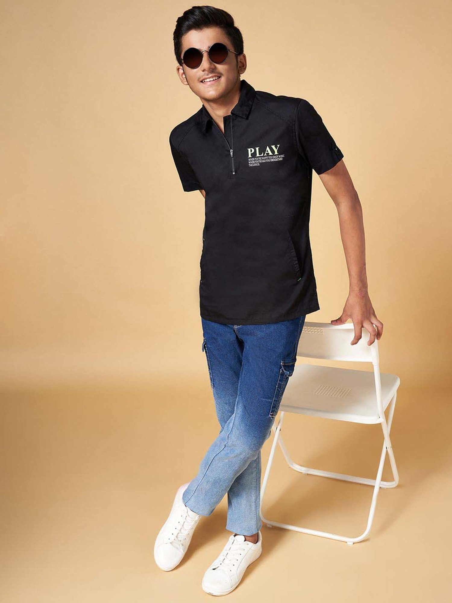 Coolsters by Pantaloons Kids Black Cotton Printed Shirt