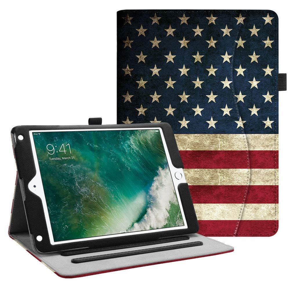 Fintie iPad 9.7 2018 2017 / iPad Air 2 / iPad Air Case - [Corner Protection] Multi-Angle Viewing Folio Cover w/Pocket, Auto Wake/Sleep for Apple iPad 6th / 5th Gen, iPad Air 1/2, US Flag