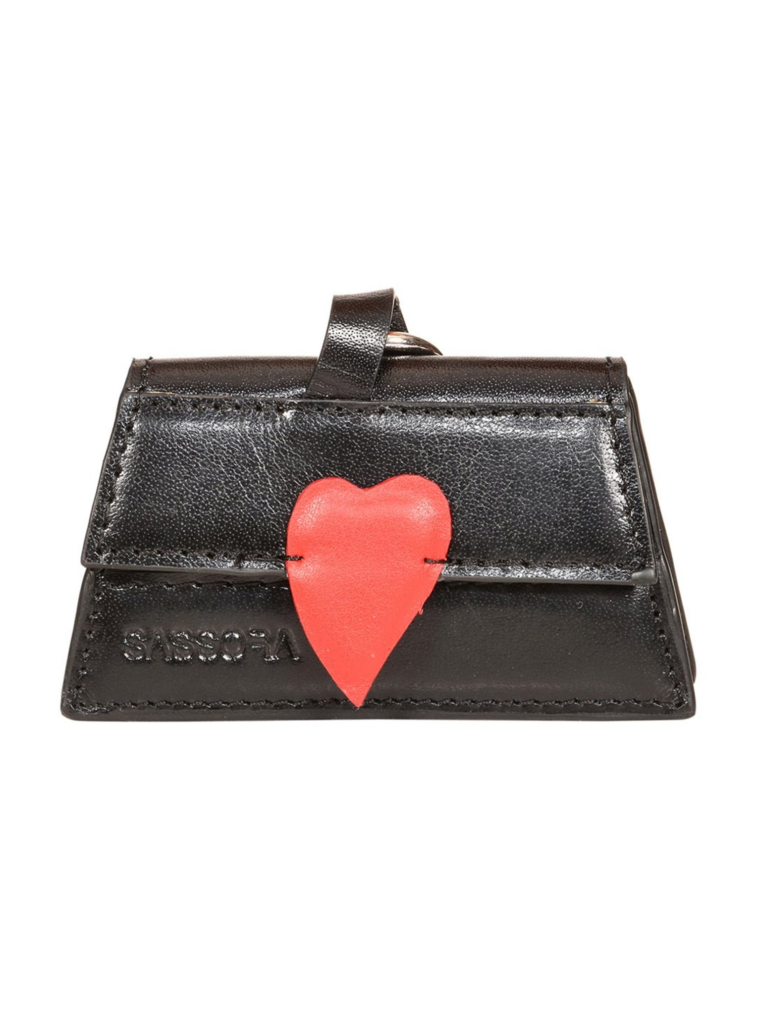 SASSORA Aria Black & Red Leather Small Key Case