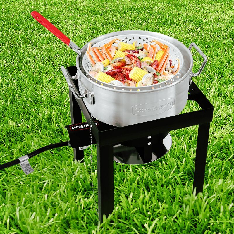 Creole Feast 50000BTU Premium Aluminum Outdoor Fryer and Steamer Set TFK3001
