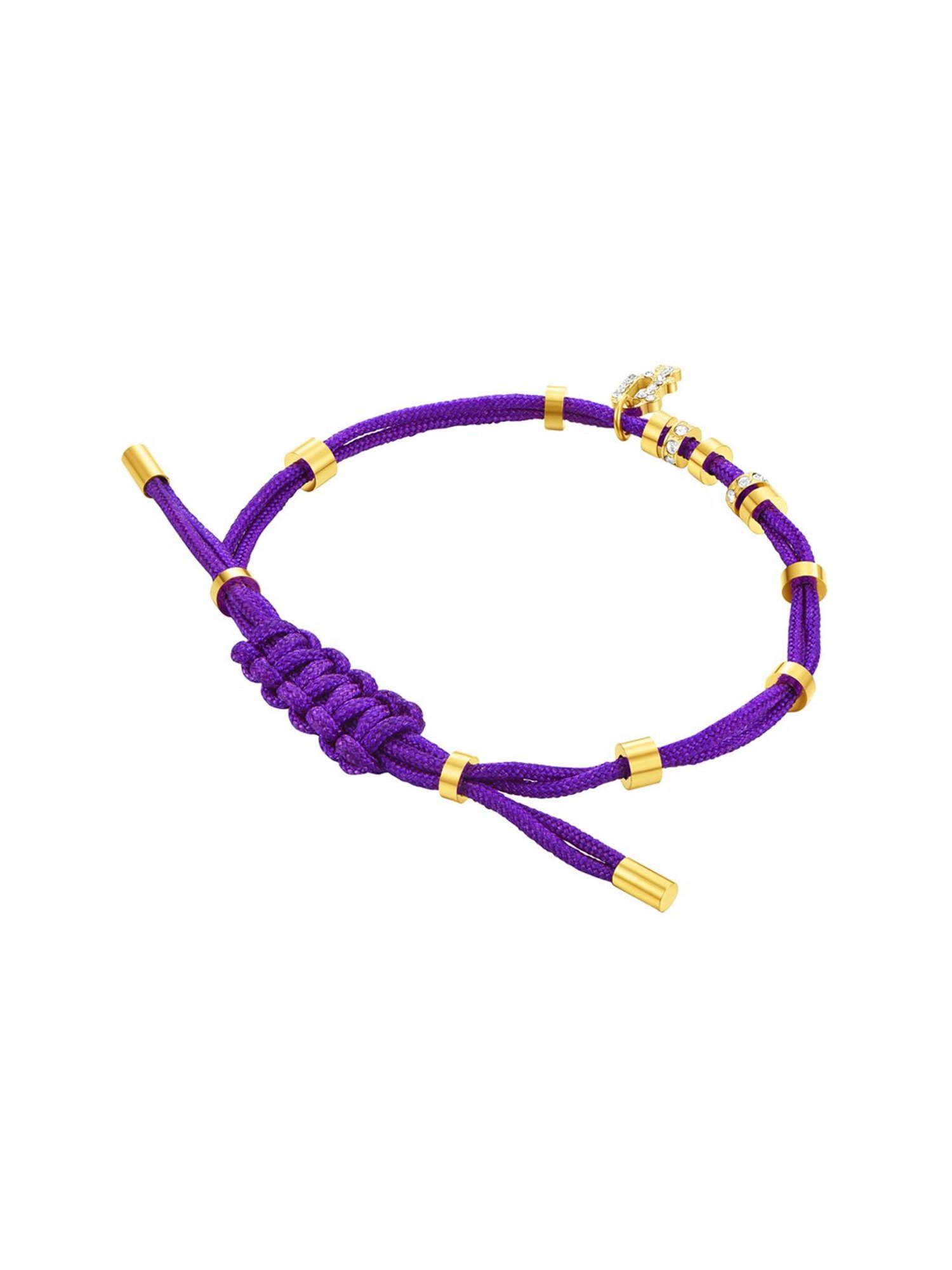 Police Luck P Charm With Crystal Slider Flexible fit Purple Flexible fit Bracelet for Women