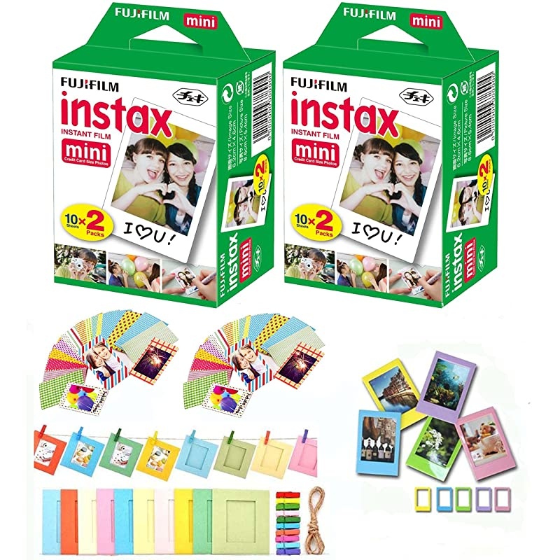 Instax Mini Instant Film 40 Shots with Bonus 20 Decorative Skin Stickon Stickers for Instax Mini 8 and SP1
