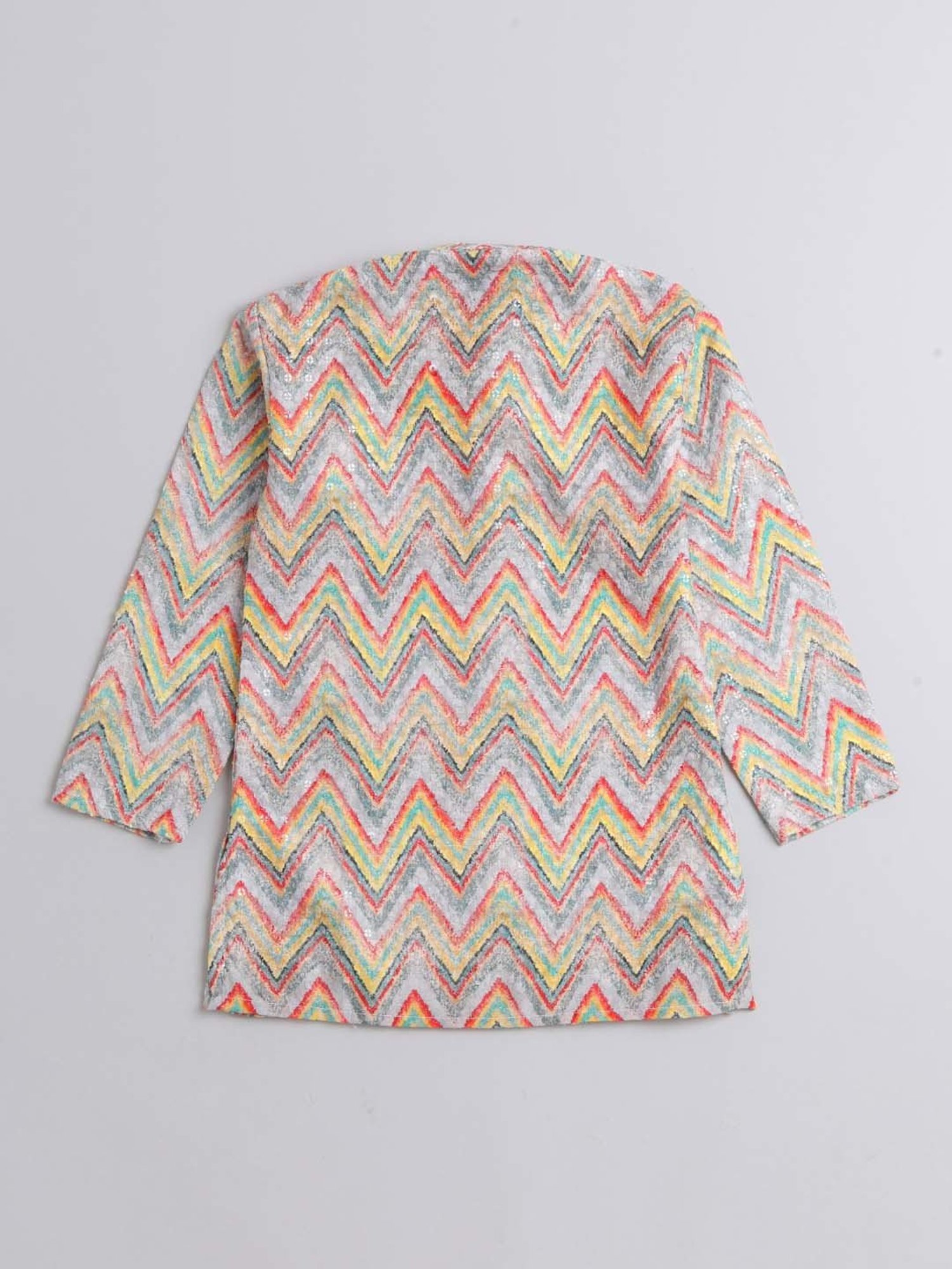 The Magic Wand Kids Beige & White Cotton Embroidered Full Sleeves Kurta Set