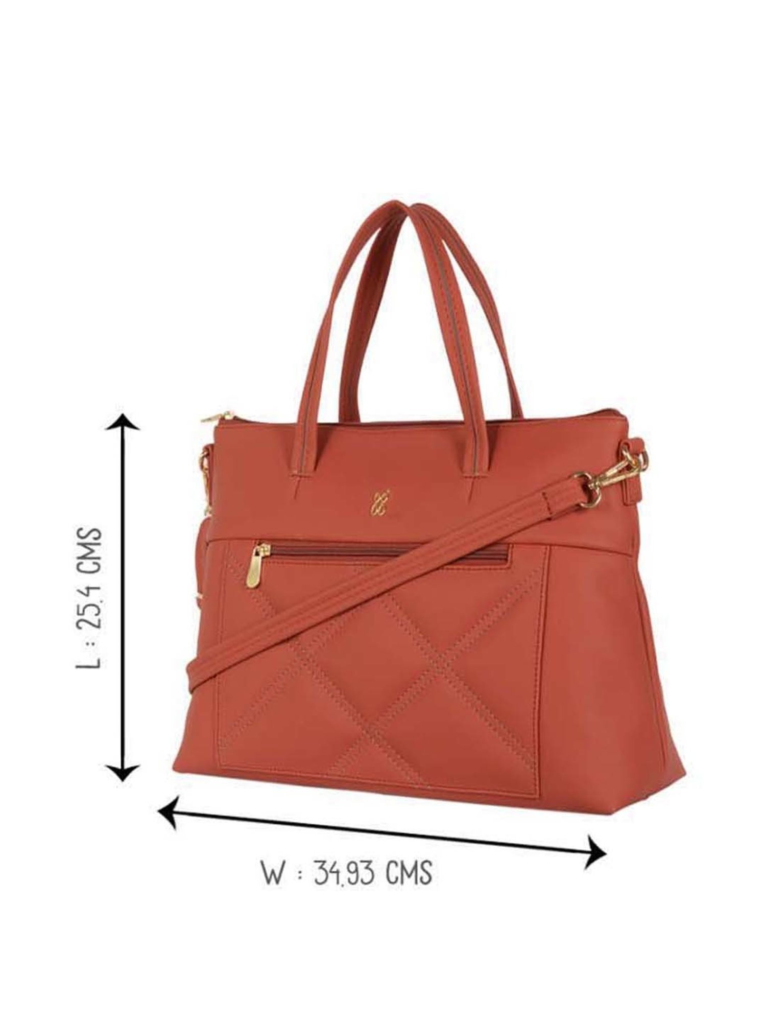 Baggit Orange Quilted Medium Handbag