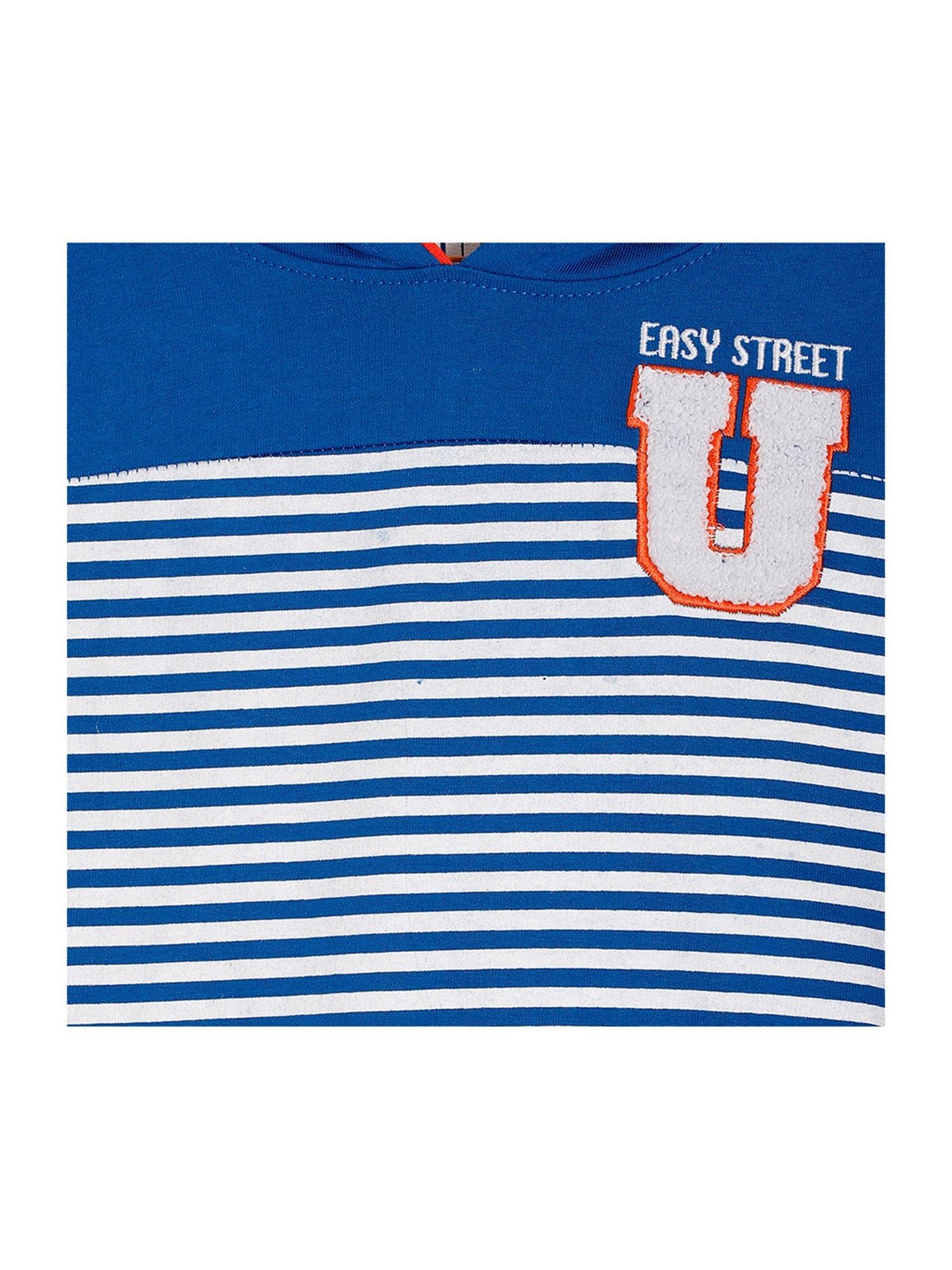 Under Fourteen Only Kids Blue & Red Striped Full Sleeves Sweatshirt