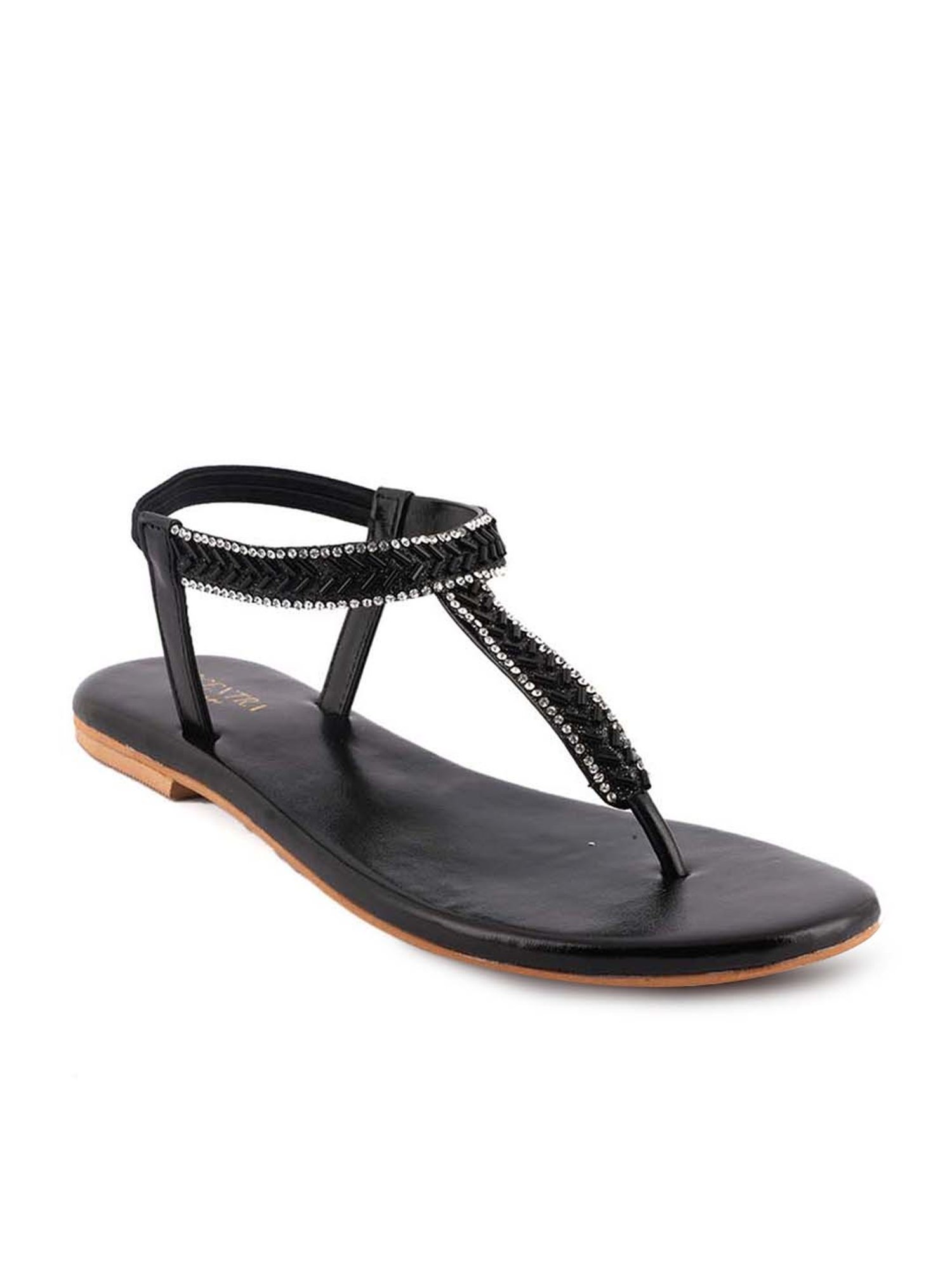 Scentra Women's Black Sling Back Sandals