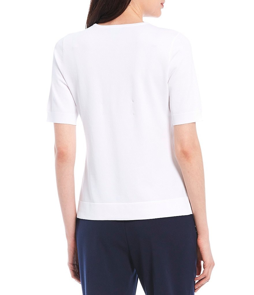 Investments Petite Size Signature Yarn Short Sleeve Crew Neck Top