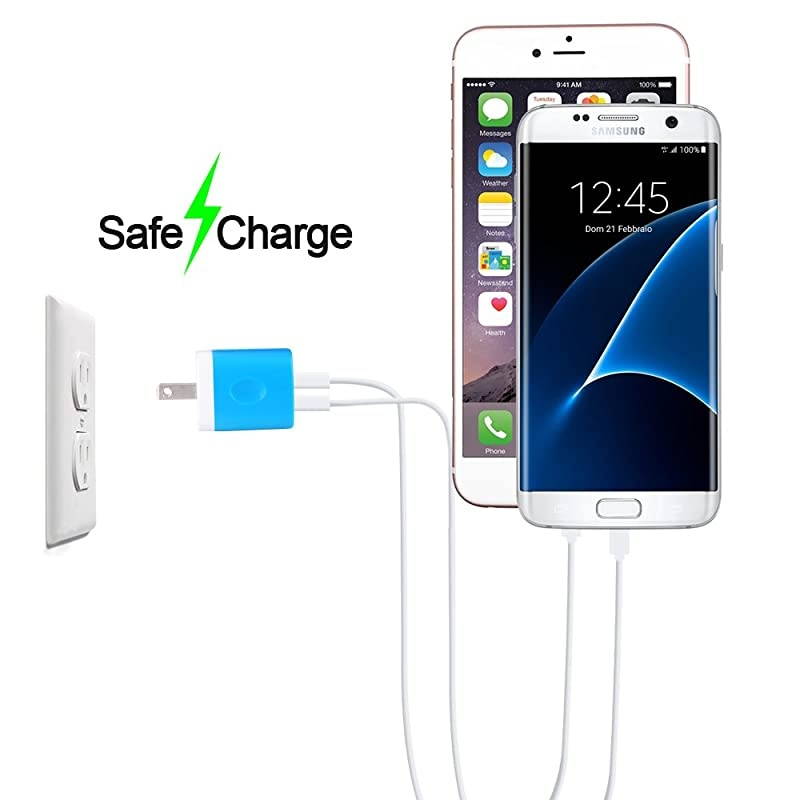 Wall Charger,  3-Pack Dual Port USB Home Travel Wall Charger Plug Compatible with iPhone X,8,7 Plus,6 Plus, Tablet, Samsung Galaxy S10,S10+,S9,S8, S7, S6 Edge, HTC, LG, Sony, and More