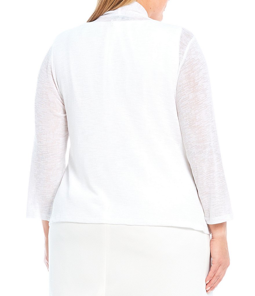 Kasper Plus Size Onion Skin 3/4 Sleeve Peplum Cardigan