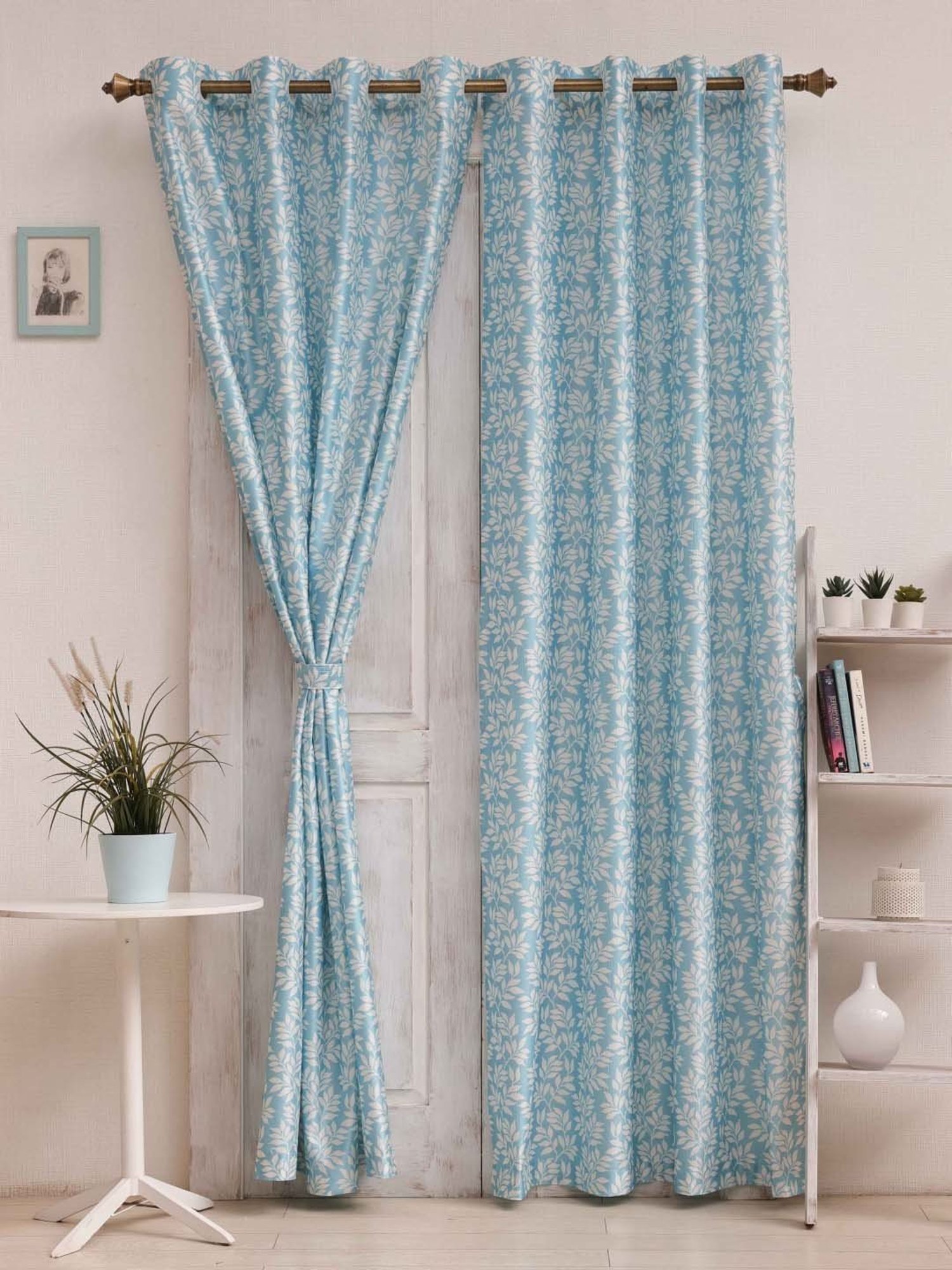 Swayam Brown Paisley J&B Blackout Eyelet Door Curtain - Single Piece (7 Ft)