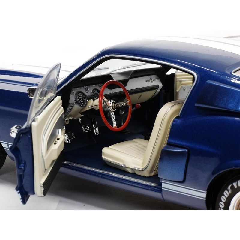 1967 Ford Mustang Shelby GT500 Nightmist Blue Metallic with White Stripes 1/18 Diecast Model Car by Solido