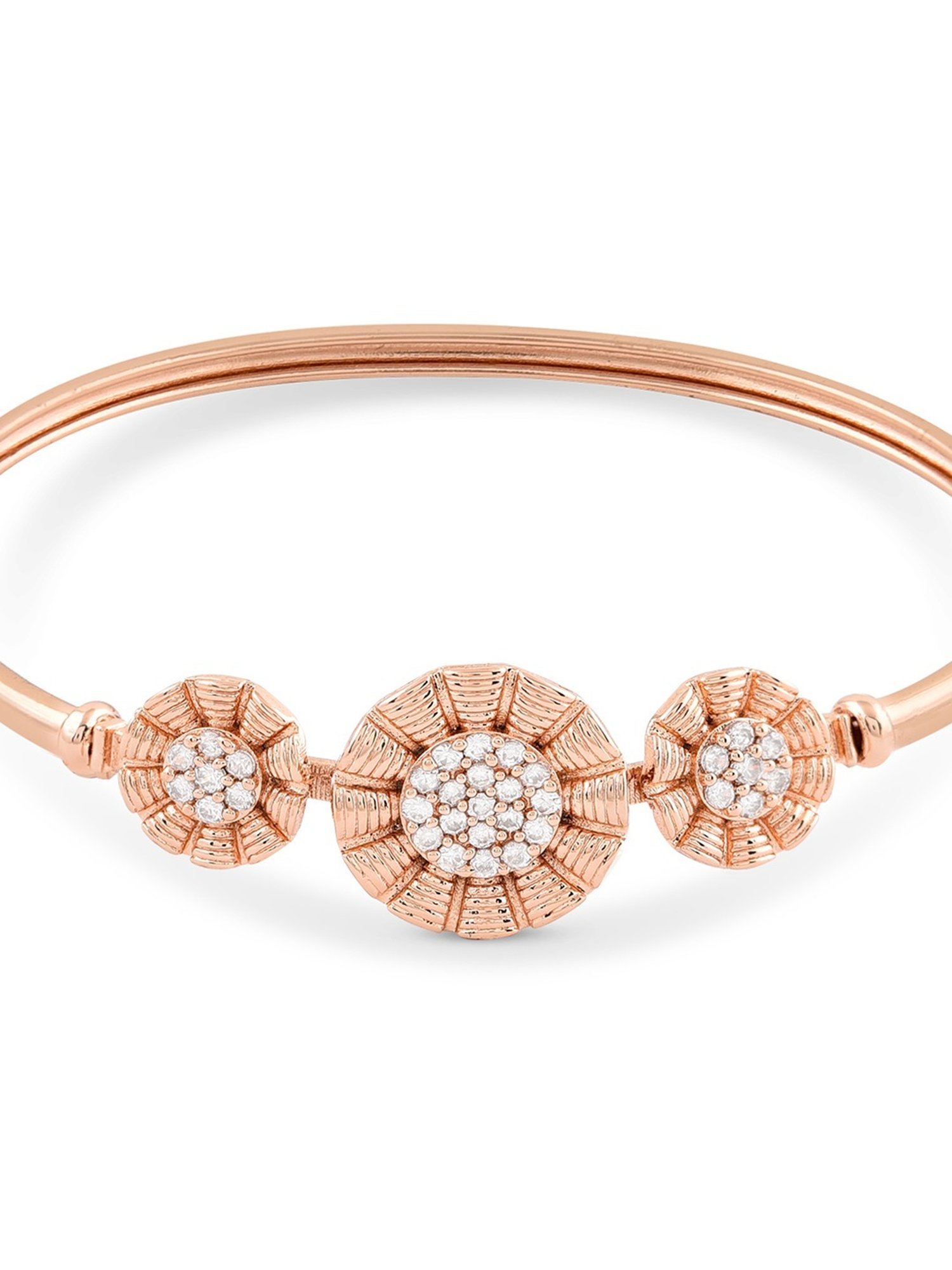 Zaveri Pearls Set of 2 Rose Gold Contemporary Cubic Zirconia Brass Kada Style Bracelet-ZPFK11112