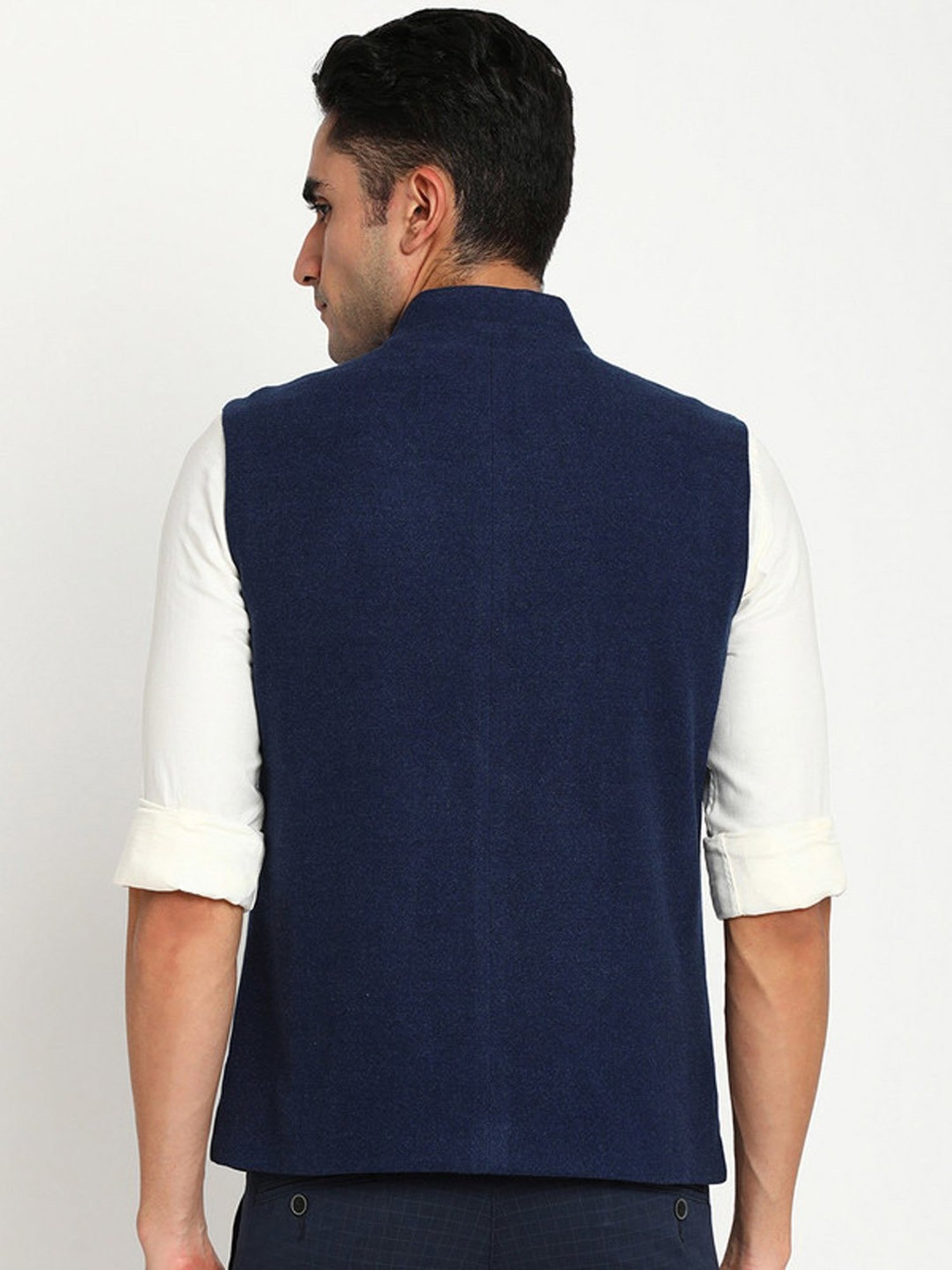 Turtle Navy Slim Fit Nehru Jacket