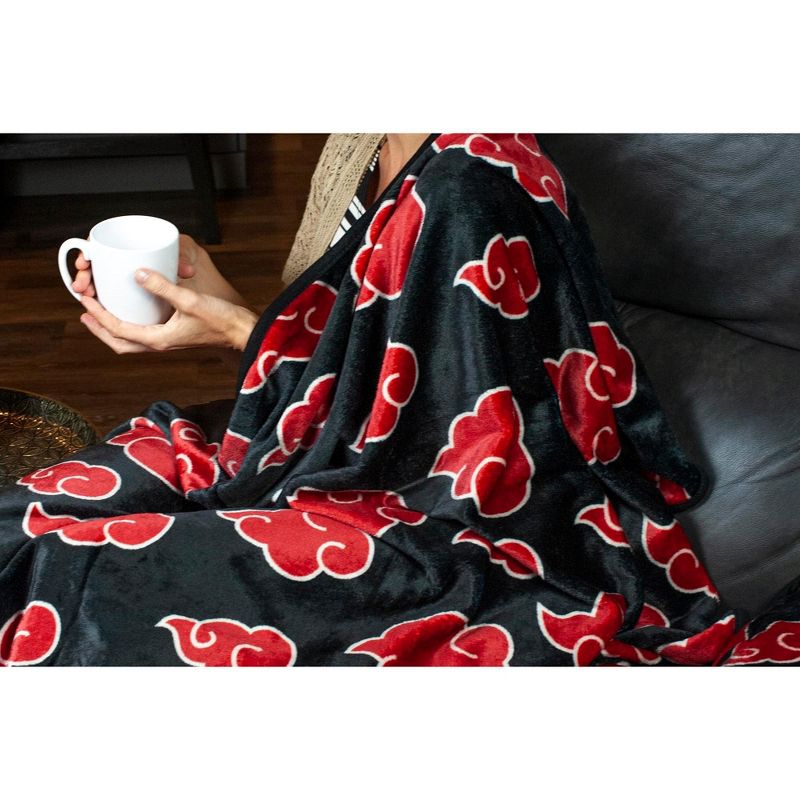 Just Funky Naruto: Shippuden Akatsuki Red Cloud Anime Throw Blanket | 60 x 45 Inches