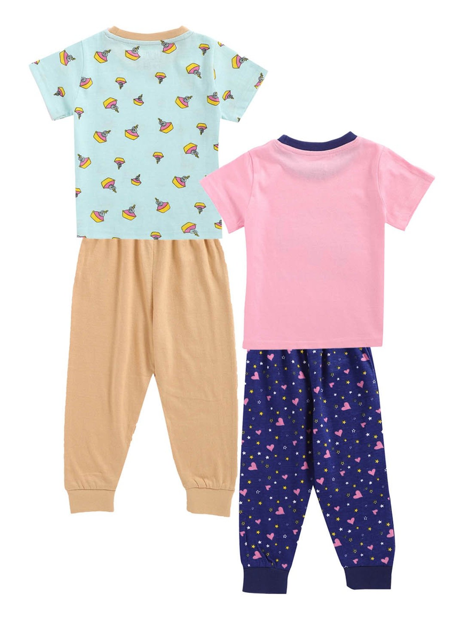 Bumzee Girls Multicolor Printed T-Shirts with Pyjamas (Pack Of 2)