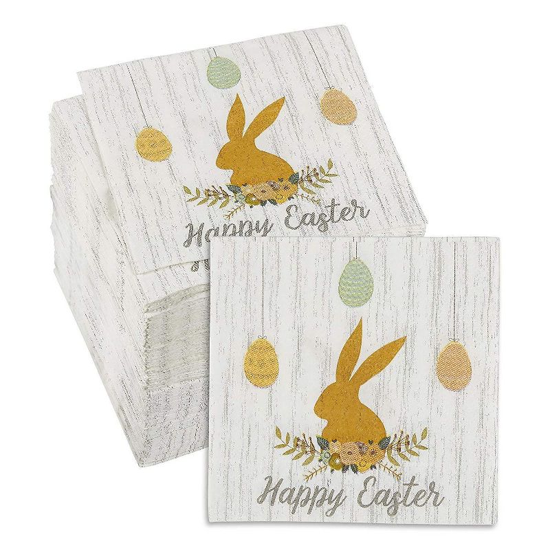 Blue Panda 150 Pack Happy Easter with Bunny Designs Napkins, 5x5 inches, Disposable Paper Napkins Party Favors