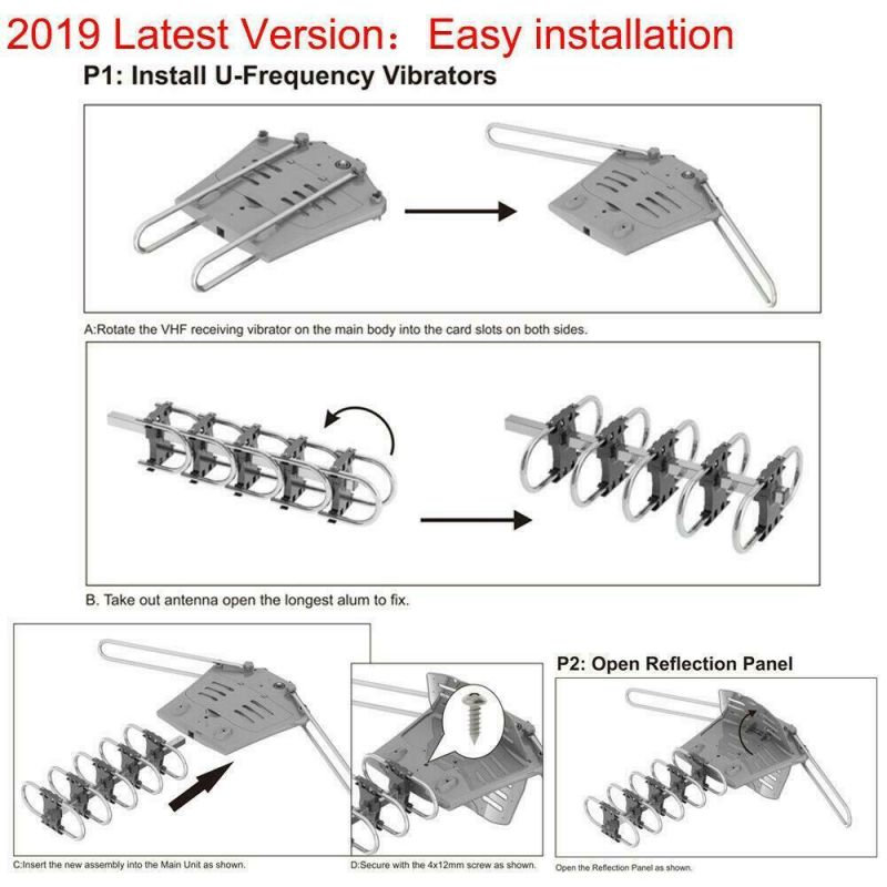 300Mile 1080P Outdoor Amplified TV Antenna Digital Signal HD Install-free
