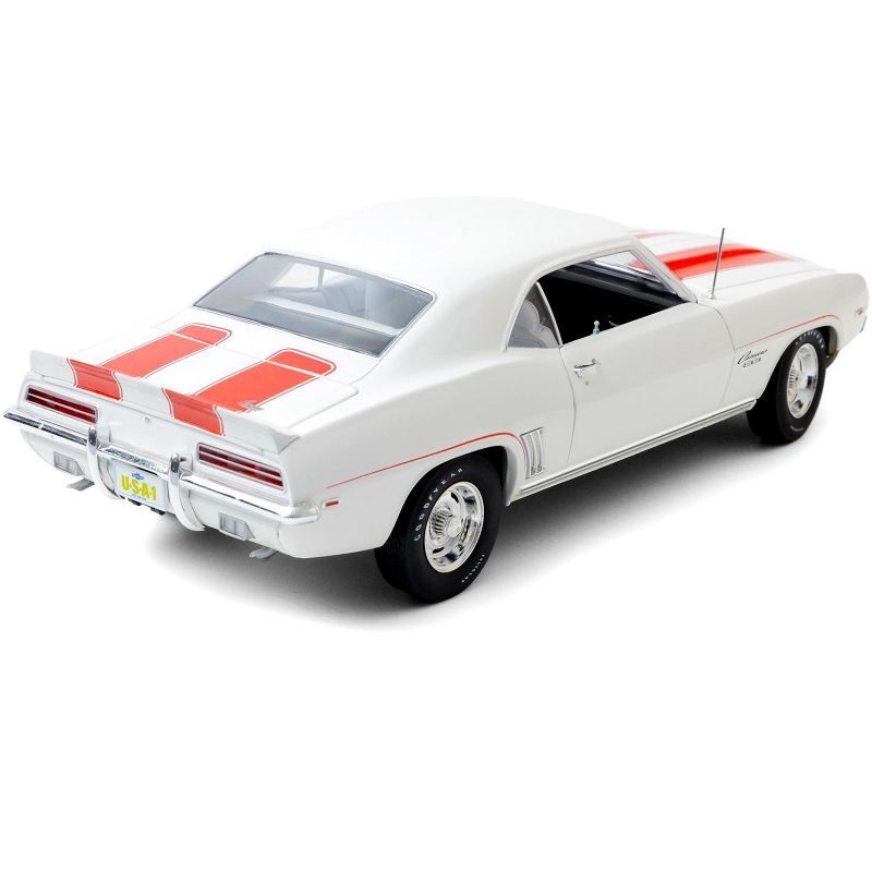 1969 Chevrolet Camaro SS Z10 White with Orange Stripes and Black Houndstooth Interior 1/18 Diecast Model Car by Highway 61